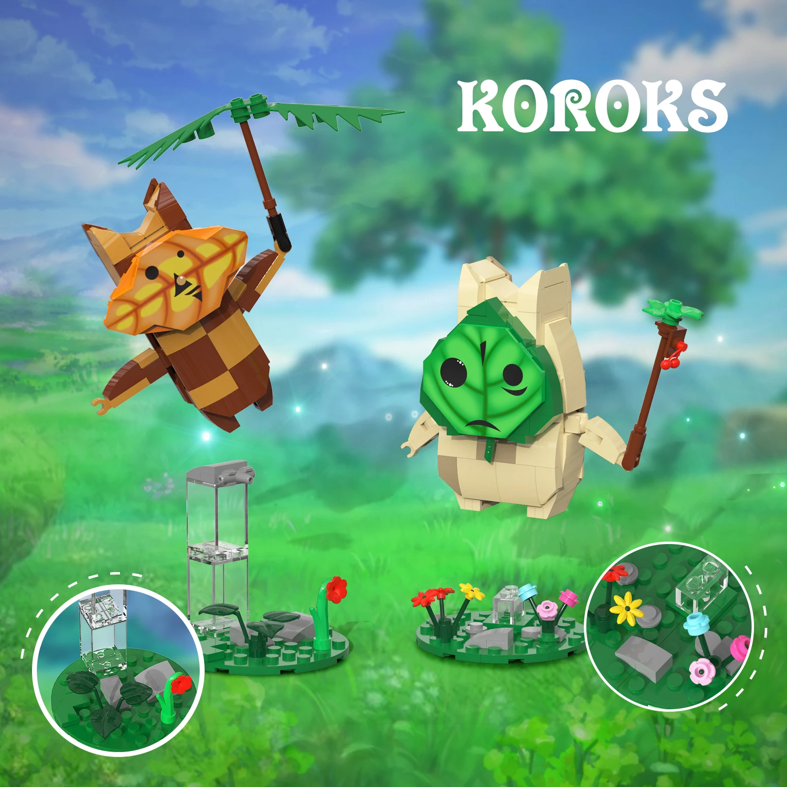 521PCS Korok Yahahae Building Blocks Set 4IN1 Zeldaed Action Model Figures Assemble Bricks Creative Gifts for Kids Fans Adults