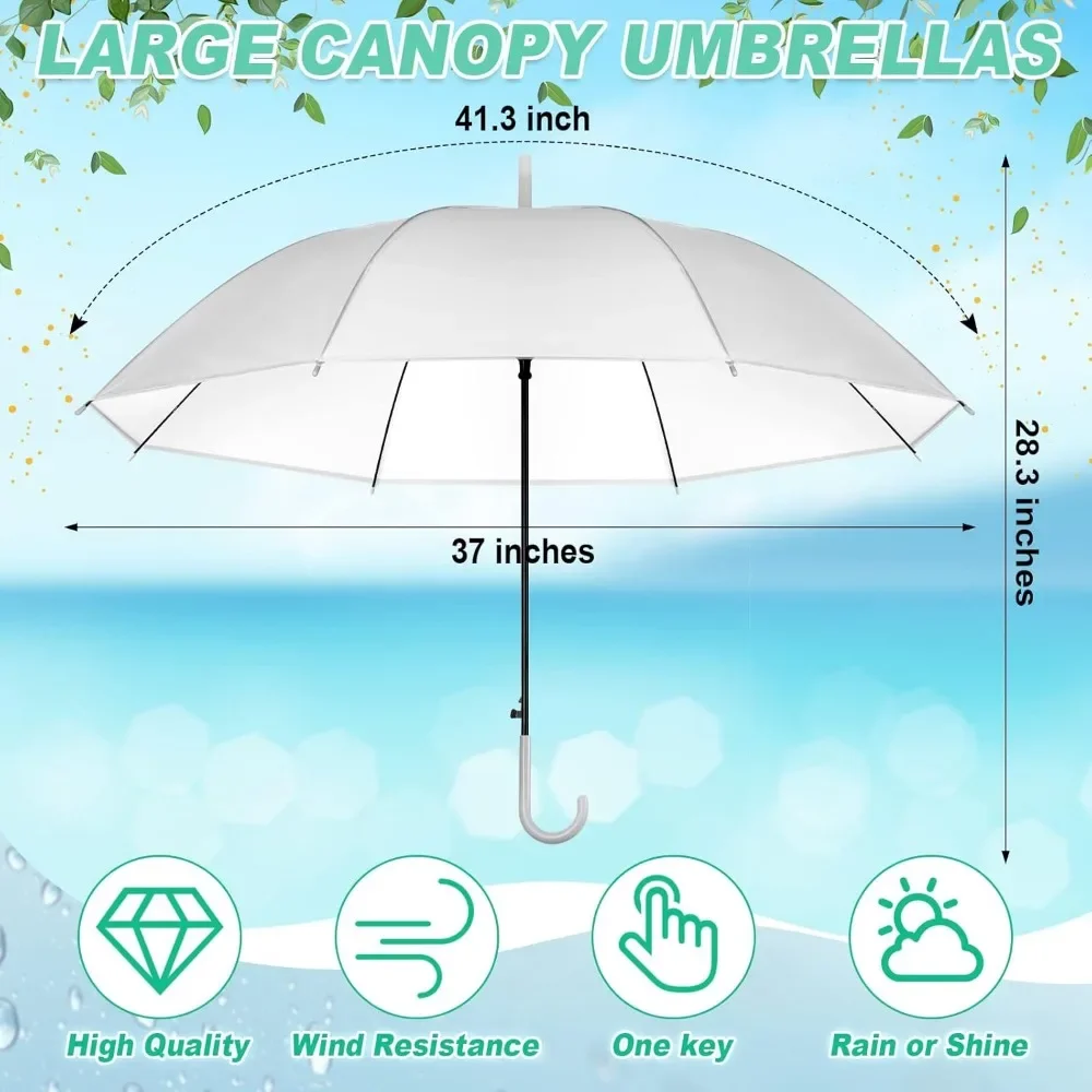 Wedding umbrellas in bulk with automatic pole opening white European J-shaped hooks