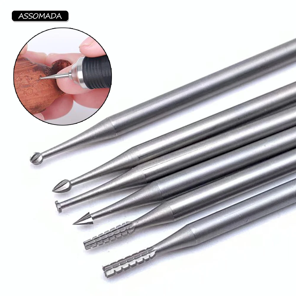 6pcs Tungsten Steel Bit Jewerly Making Microengraving Roller Elongated Needle Drill Wood Root Fruit Core Bone Ornamento Supplies