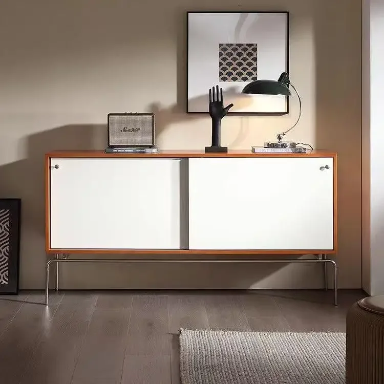 

Retro solid wood dining side cabinet Nordic integrated wall locker coffee cabinet small apartment tea cabinet storage