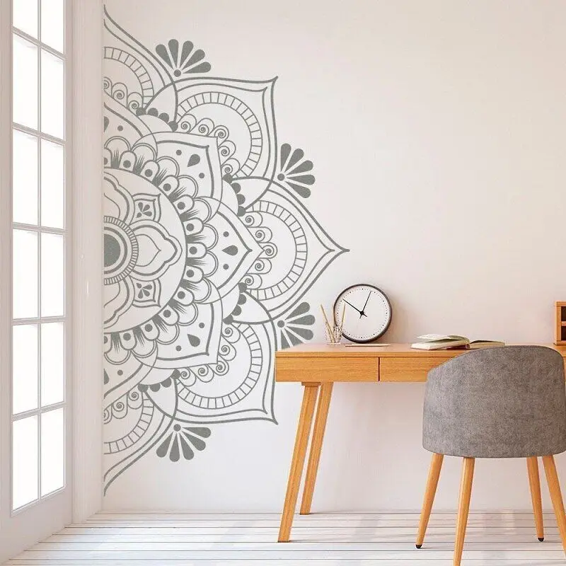 Mandala Dress Up Boho Style Naklejka ścienna Etniczna sztuka Indyjski buddyzm Klub jogi Dom Sypialnia Dekoracja drzwi Winylowa naklejka Prezent M2 — zdjęcie 6