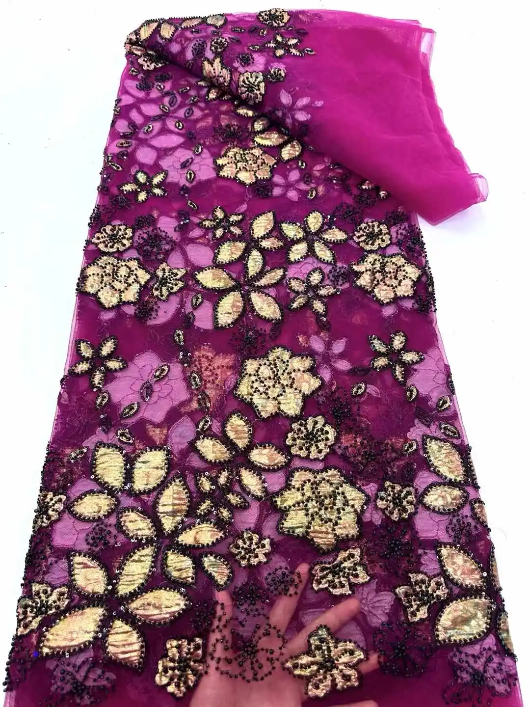 Luxury French Mesh Tulle Lace Sequined Fabric 2025 High Quality 5 Yards African Lace Fabric Nigerian Net Party Dress Sew TP1757