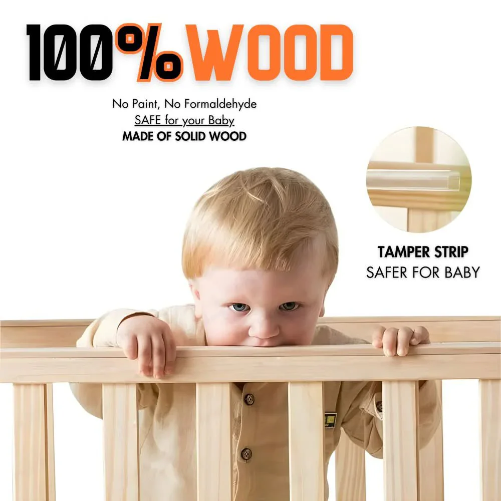 High quality newborn baby crib,Portable solid wood baby bassinest,multi-functional children's bed from 0-12 years,free bedding