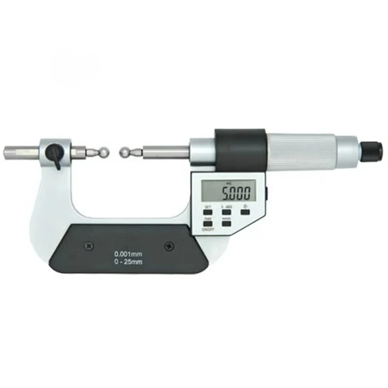 High Precision Electronic Digital Ball-End Micrometer Modular Display Gear Metal Material 0.001mm Resolution 25-50mm Range