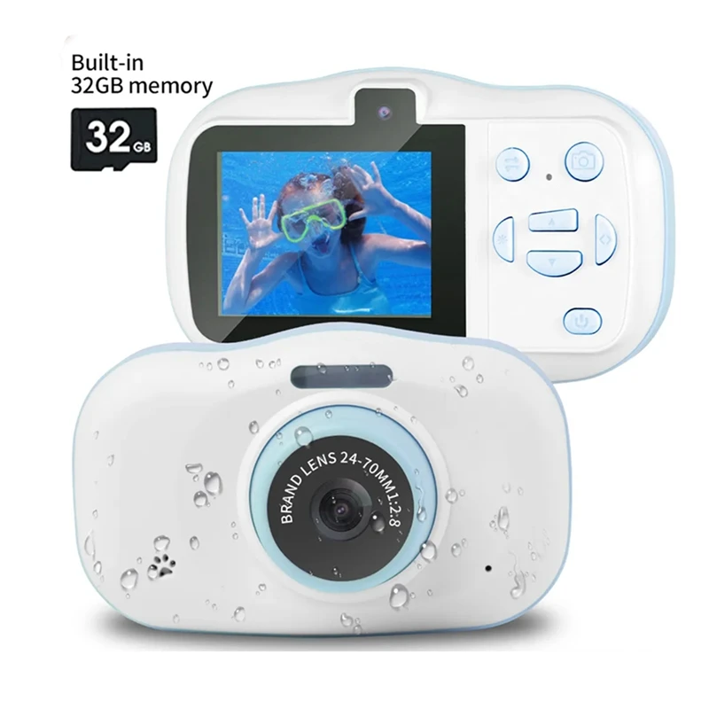 Children Camera Waterproof 1080P Mini Selfie Kid Toy Digital Cameras 32G Video Camcorder Toy Kids Birthday Gift