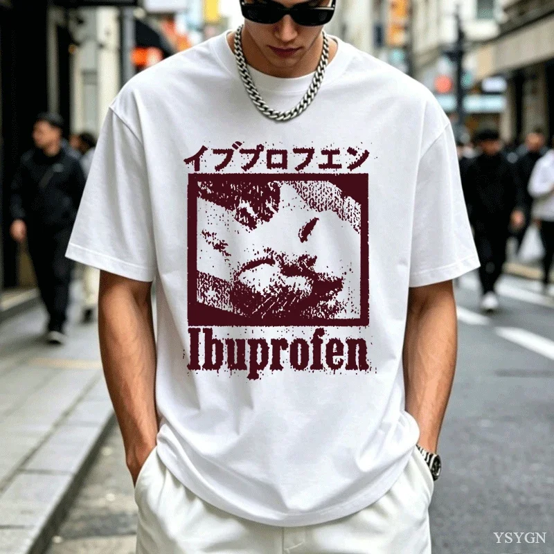 Ibuprofen T-Shirt Funny Janese Text Printed T Shirt Humor Round Ne Short Sve Printed Tshirt Male 2026 New Model Men’s Short-slee