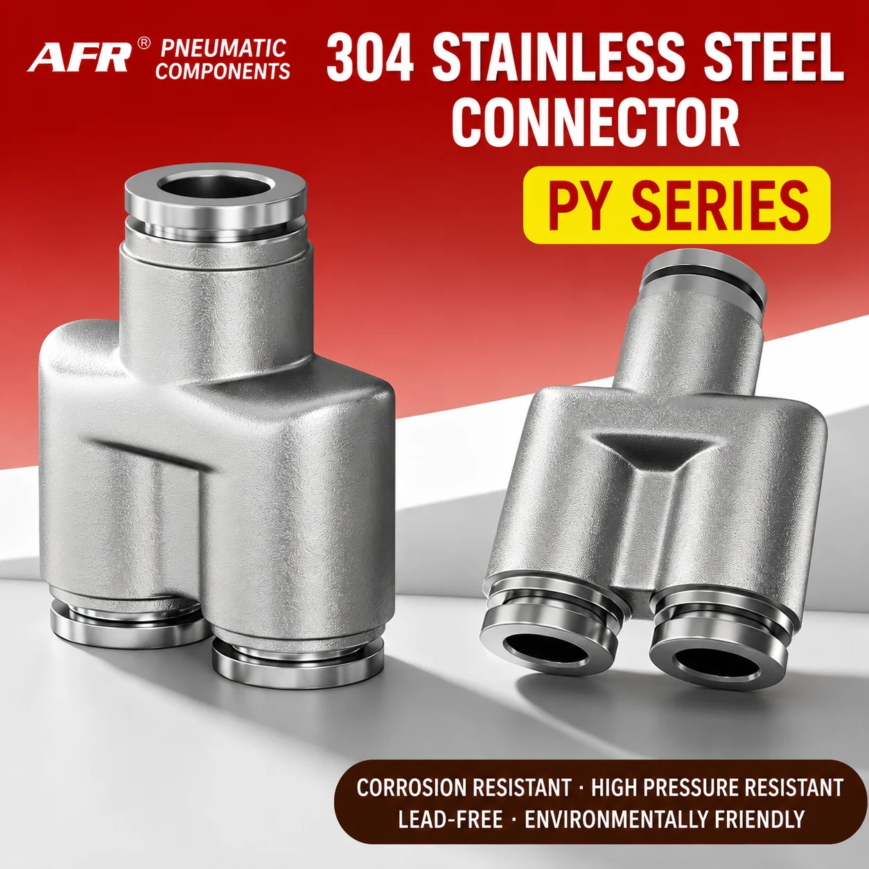 PY Series 304 Stainless Steel Pneumatic Y Type Push In Fitting Quick Connect Air Tube Hose Connector PY4 PY6 PY8 PY10 PY12 PY14