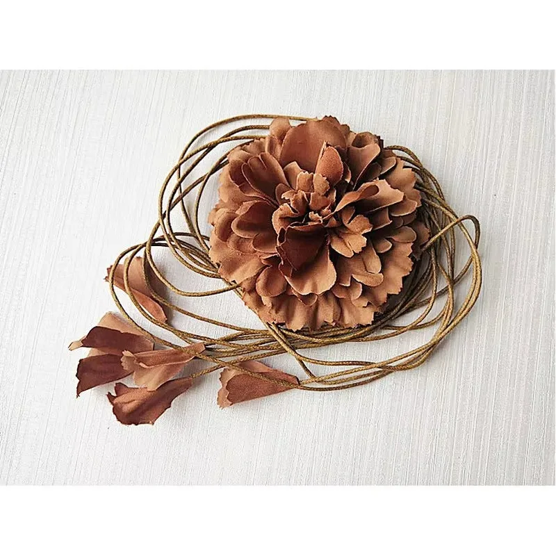 

Purple Black Earth Yellow Light Coffee Flower Tassel Belt Waist Ornament Lady Waist Rope