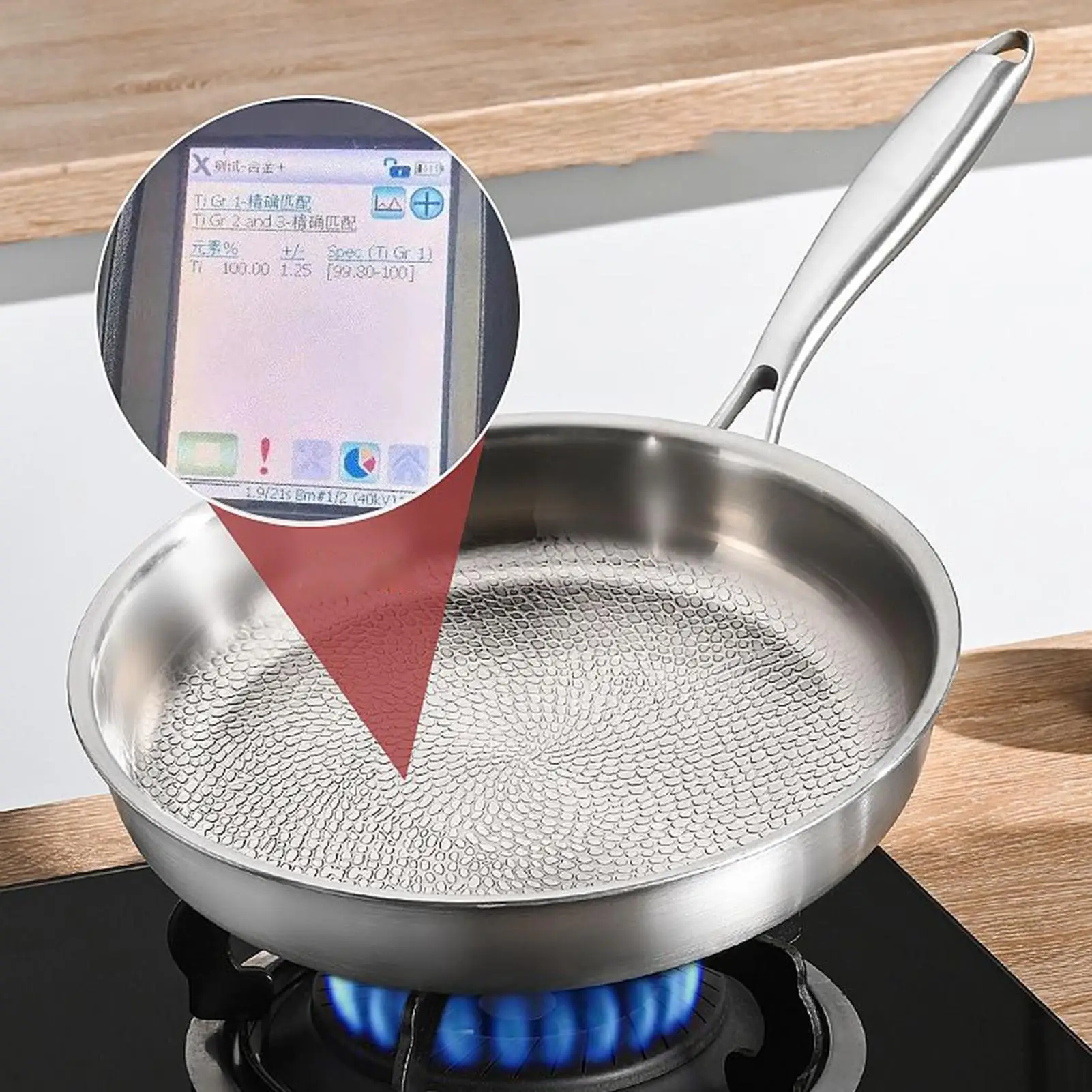 

Titanium Alloy Hammer Patterned Pot German Titanium Flat Bottomed Pot Household Uncoated Steak Titanium Frying Pan