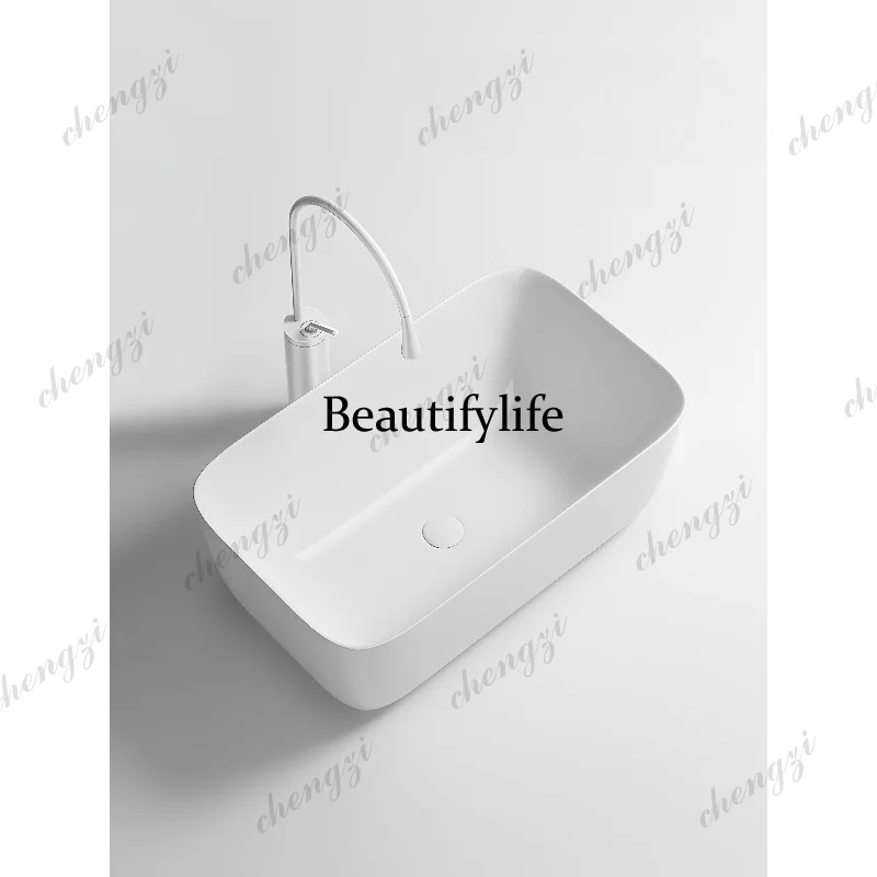Ceramic household table basin, bathroom deepened wash basin, large-capacity wash basin, splash-proof face wash single basin