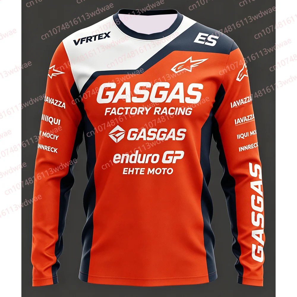 2026 GASGAS Factory Racing Enduro GP Motocross Trikot Herren Orange Weiß Marine Langarm Atmungsaktives Offroad-Motorradshirt