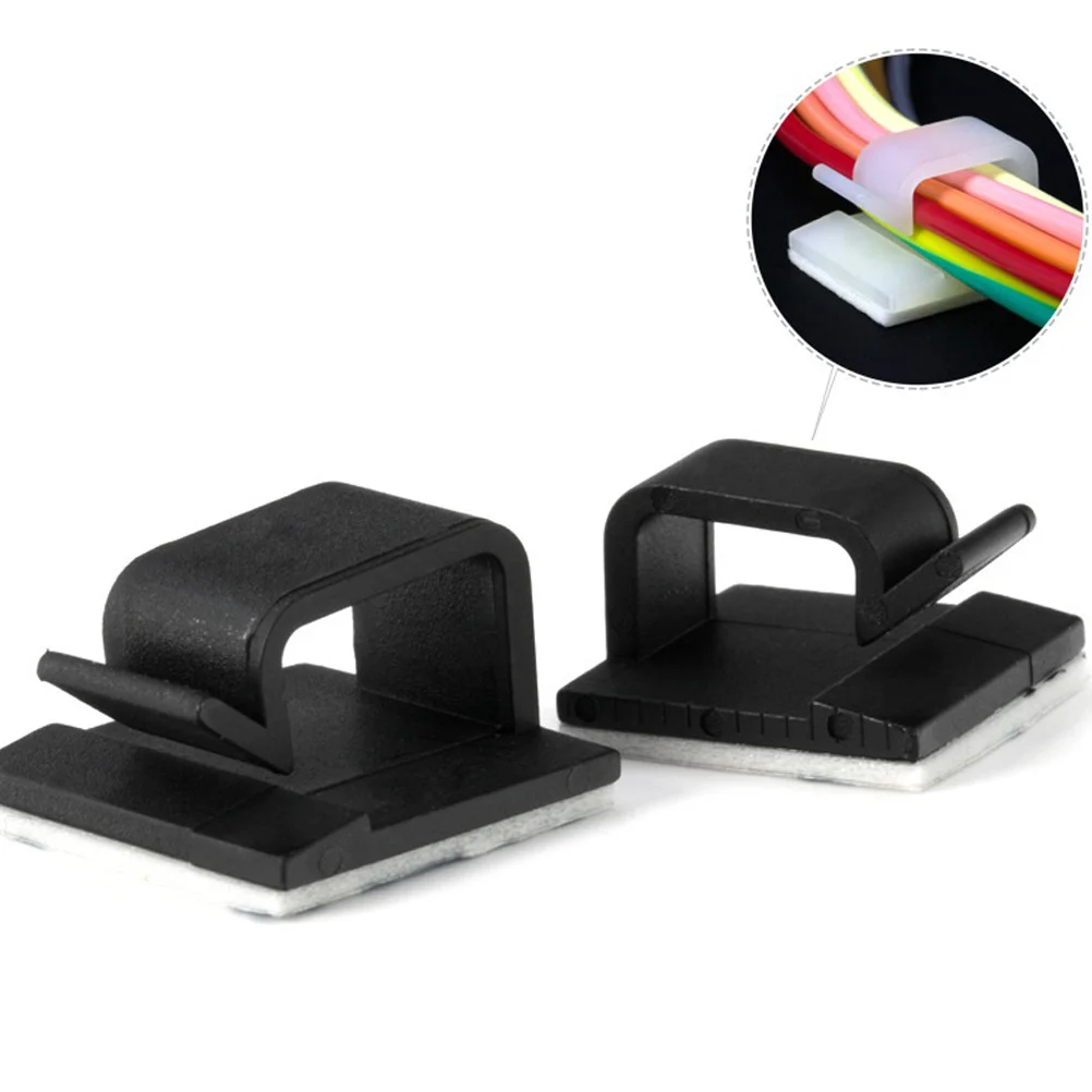 

50pcs Cable Clips 19X19X8.1Mm Adhesive Wire Holder For Desktop Cabinet Black Cable Management Tool Wire Organizer Fixator