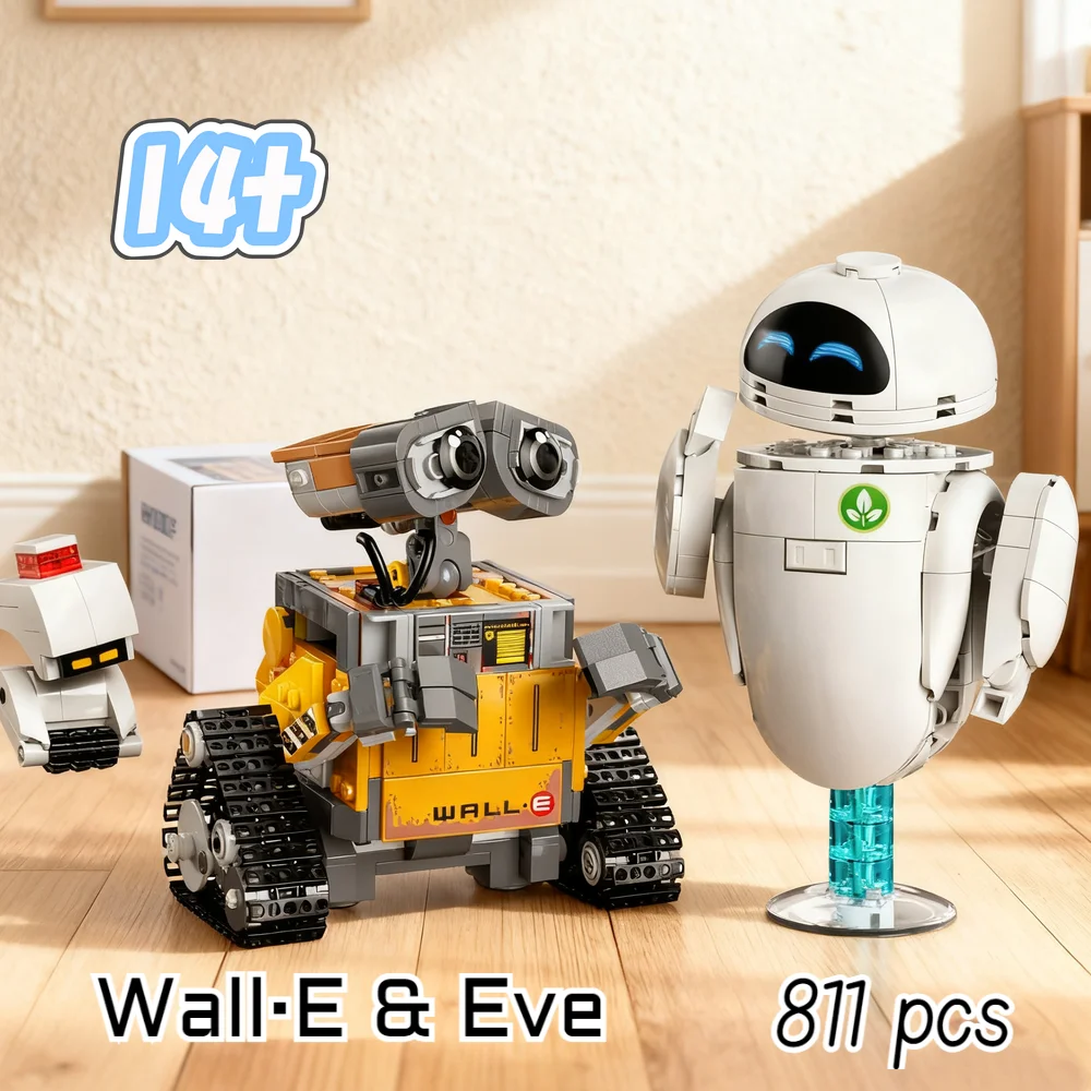 811 pièces meilleur vendeur 43279 blocs de construction WALL-E & EVE blocs de figurines WALL-E jouets de personnages de dessins animés pour cadeau d'anniversaire pour enfant
