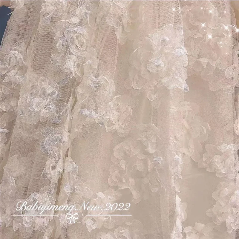 Baby Girls 3D Flowers Dress Summer Beaded Collar Princess Dress Fashion Kids Birthday Party Gown Children Clothes Vestidos 2-8 Y 6