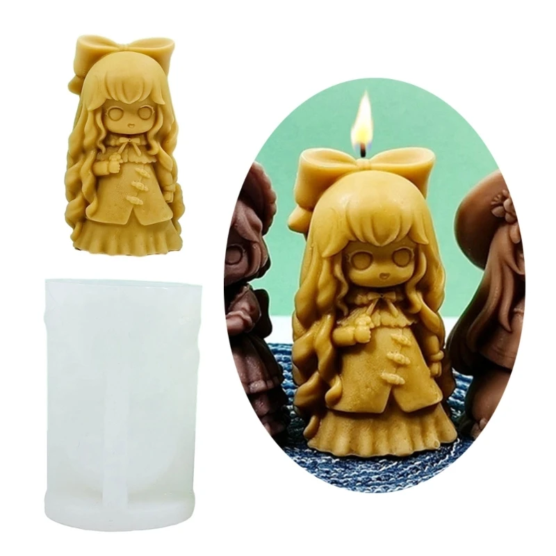 3D Girl Shaped Candle Silicone Mold Cake Fondant Molds Princess Resin Plaster Molds Handmade Soap Mould Desktop Ornament