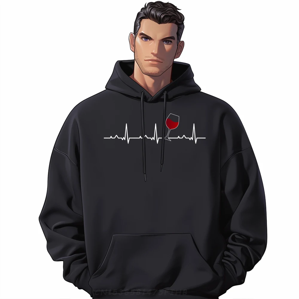 

Heartbeat EKG Wine Vino Drinking Team Tasting Wining Cork Street Wear Hoodies Sweatshirts For Men Large Size