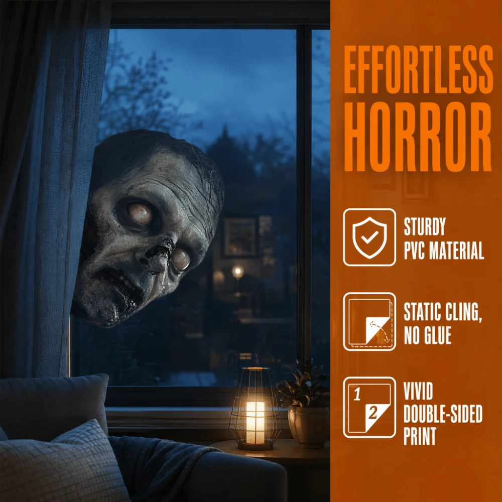 Double Sided Color Static Cling Decal No Glue Required Zombie Design Glass Sticker Static Adhesion Lightweight Window Decoration