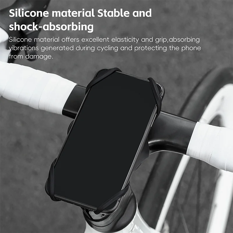 WEST BIKING 4-6.7 Inches Bicycle Motorcycle Mobile Phone Holder Bracket Silicone Support Silicone Pull Type For All Phone Stand