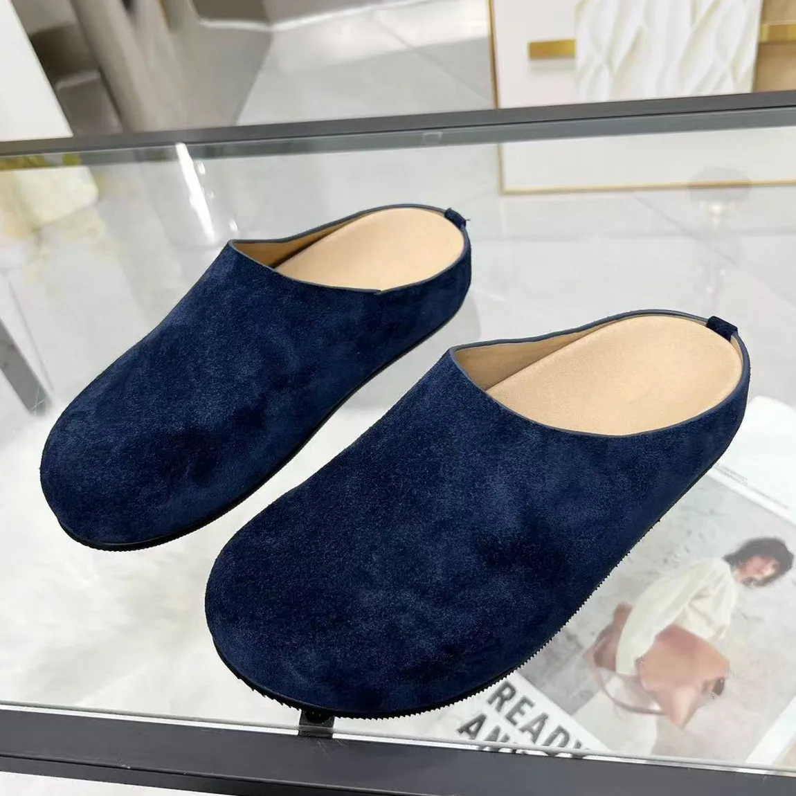 レザーカジュアルボケン牛革スエードソフトボトム快適つま先スリッパ2025夏新作サンダル