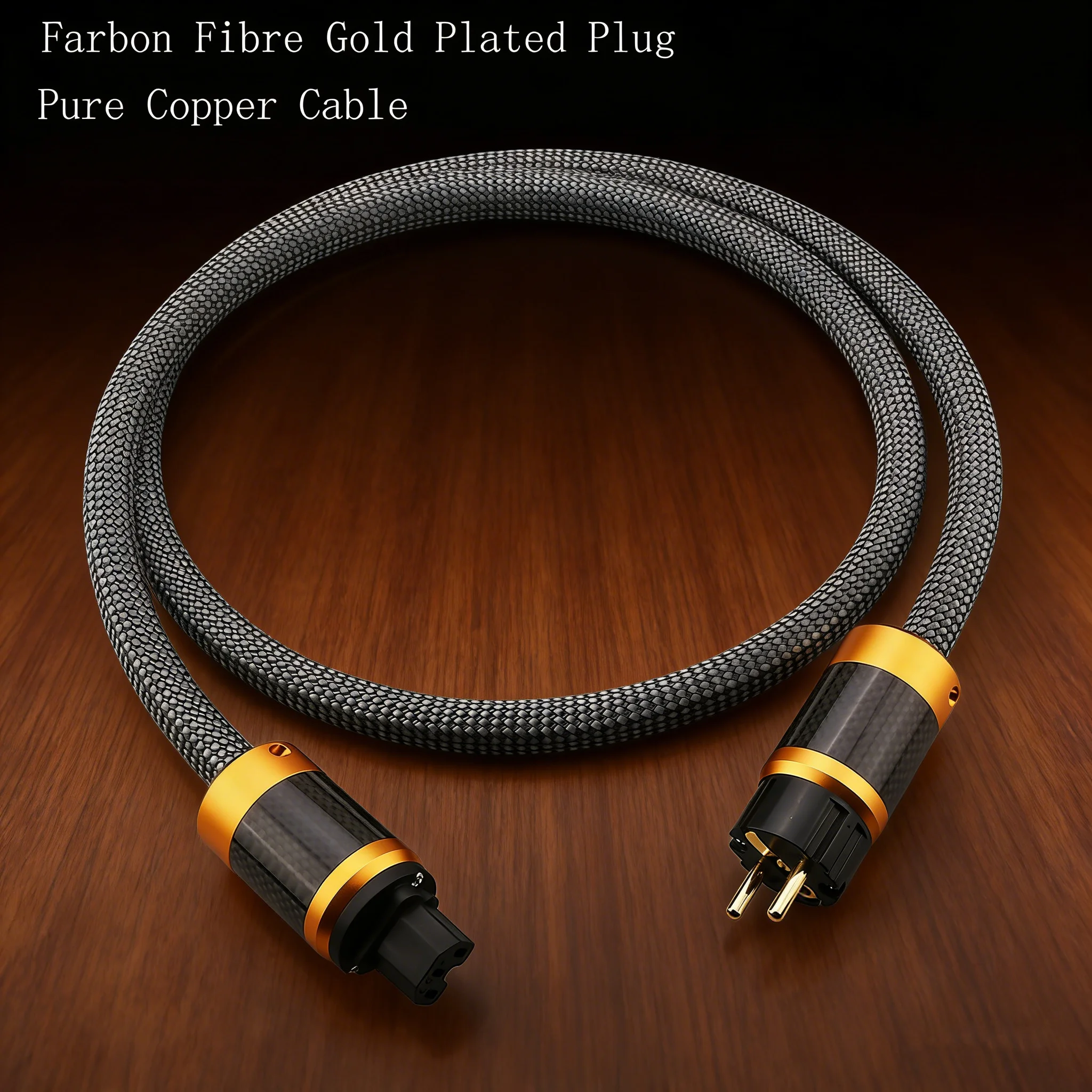P101 OFC Pure Copper Power cable carbon fiber gold plated EU AU US Standard Plug IEC320-C15 C13 Connector hifi audio cord