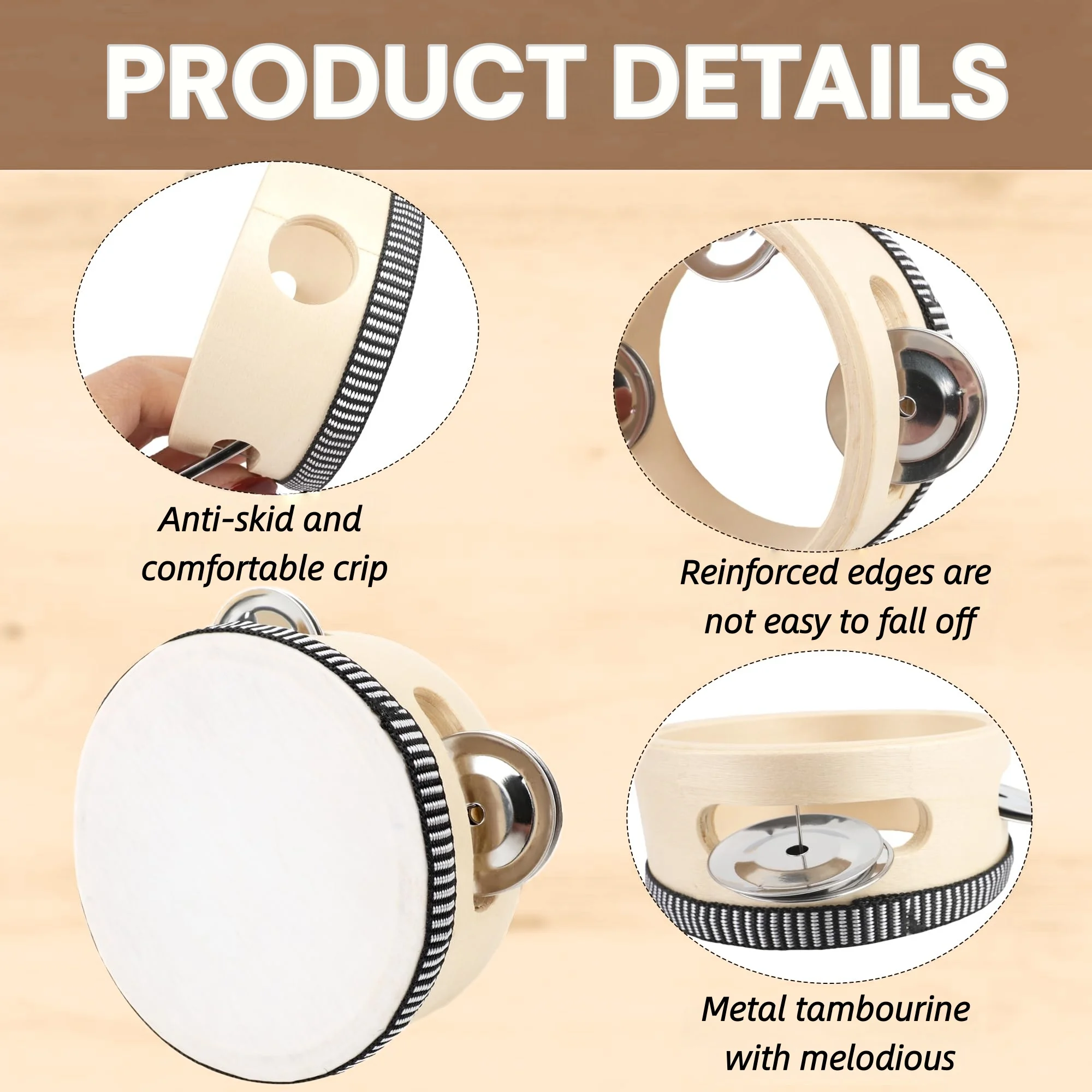 24-120 Stück Hochzeits-Tamburine im Großhandel, 4/6 Zoll Tamburine für Erwachsene, Handgehaltene Geräuschmacher, Musikinstrumente für Hochzeiten und Partys – Detail 10