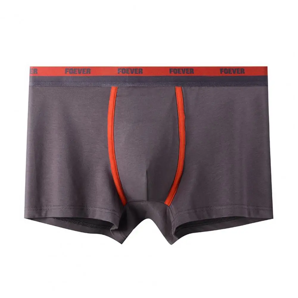 

Comfortable Boxer Briefs Men's Mid-rise Elastic Waist Boxer Briefs with Letter Print U-convex Design Stretchy Fabric for Daily