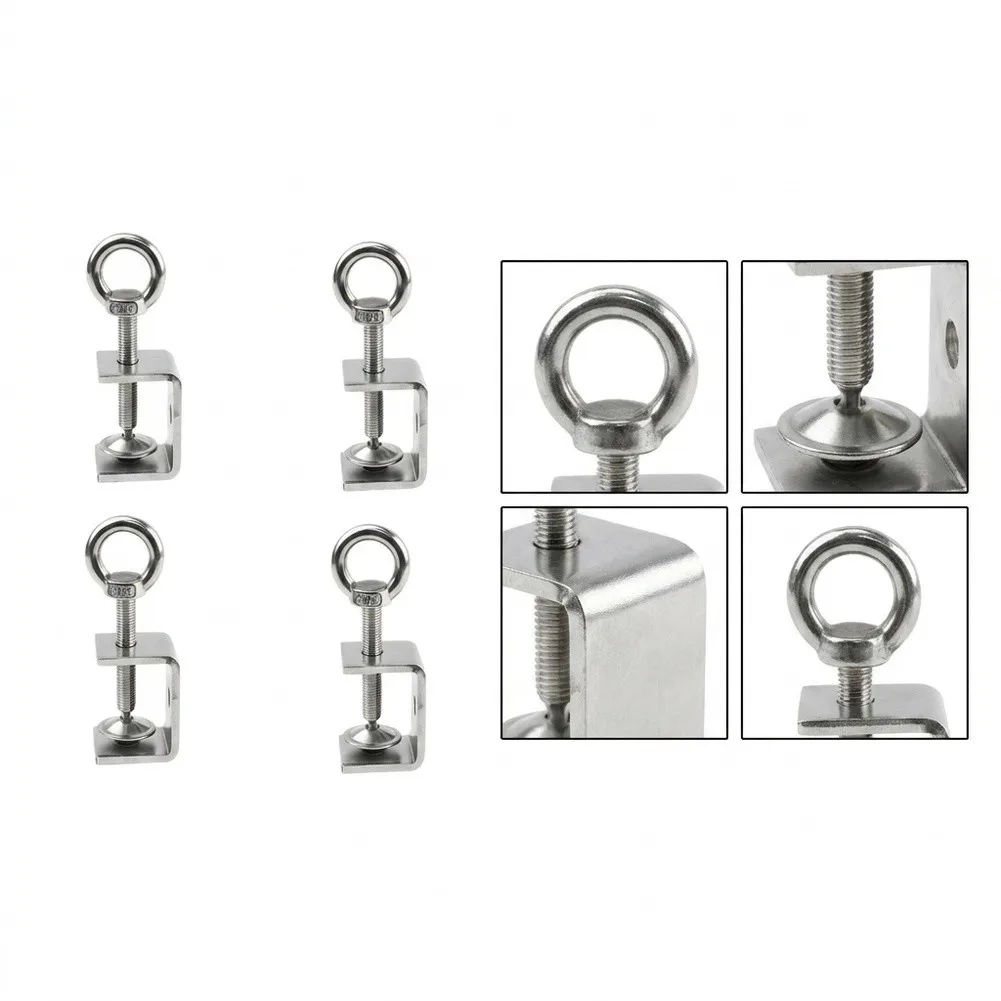 Robust Stainless Steel C Clamp with Eye Bolt Designed for Square Tube Clamping in Metalworking and Installation