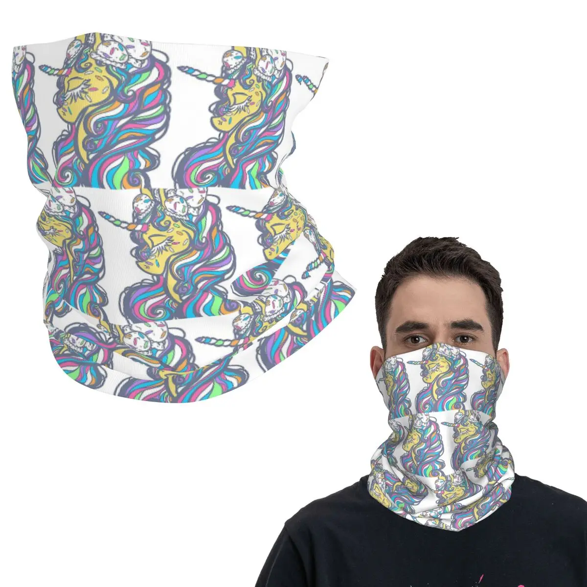 

Бандана на шею с мороженым и единорогом, волшебный шарф с принтом, многофункциональная маска для лица для мужчин и женщин, моющаяся для взрослых