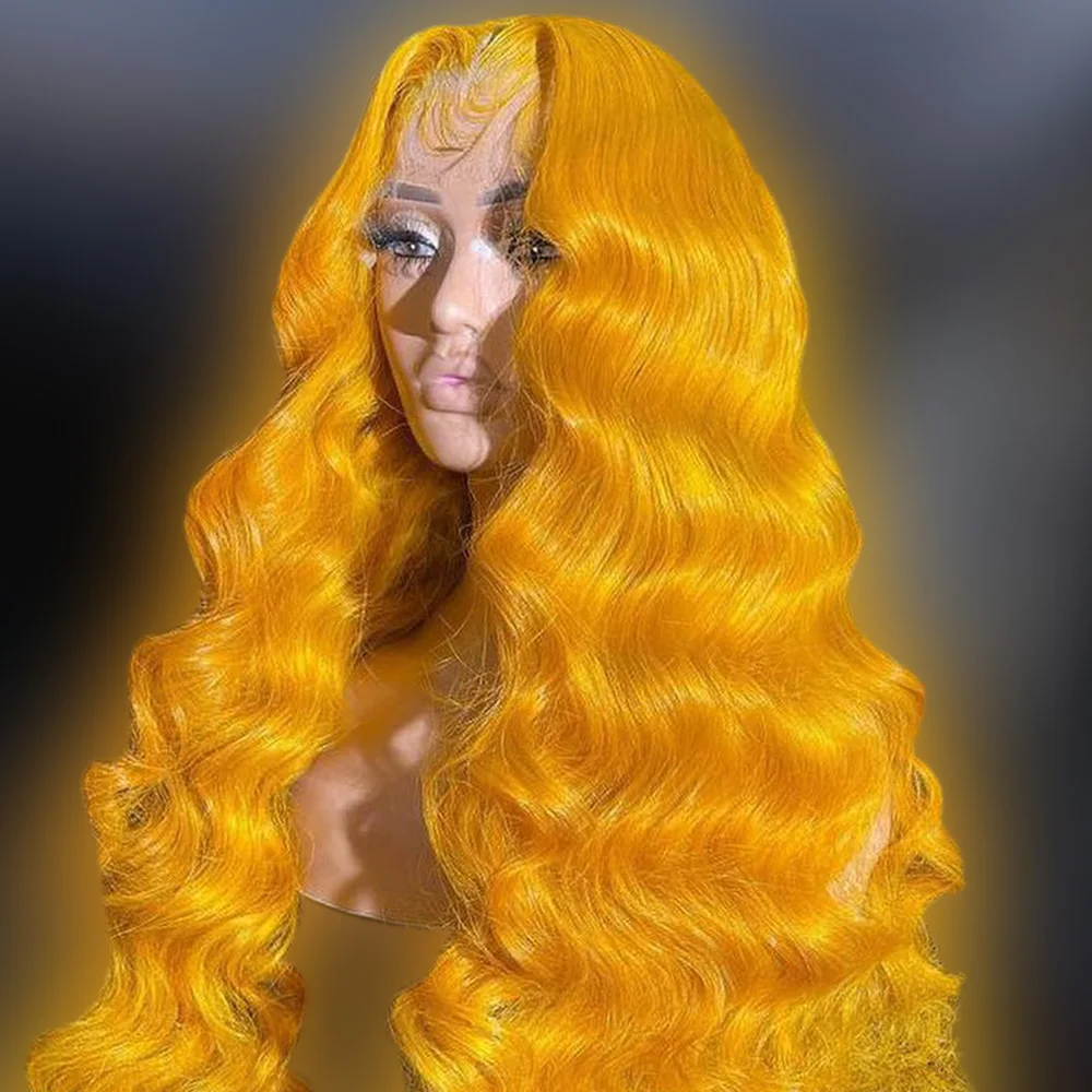 200% Glueless Human Hair Wigs Yellow Loose Deep Wave Lace Front Wig For Women Pre Plucked 5x5 Lace Closure Wigs with Drawstring