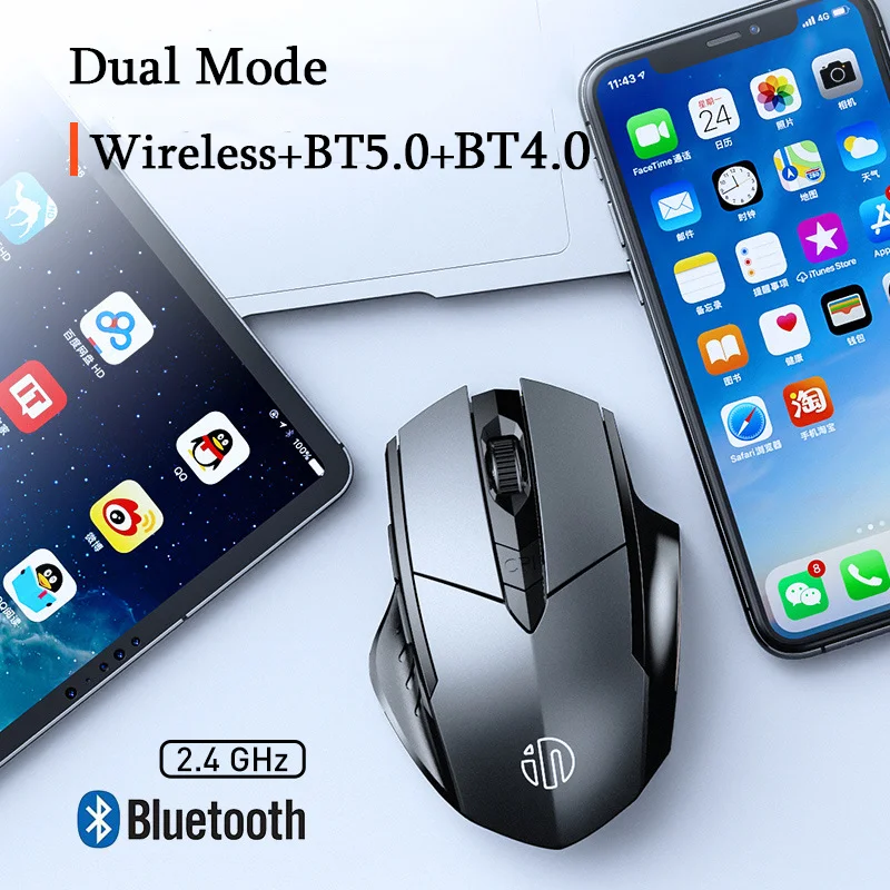 

Rechargeable 2.4G Wireless Bluetooth Mouse Dual Mode Ergonomic Optical USB Mice Silent Gamer Computer Office Mouse For PC Laptop