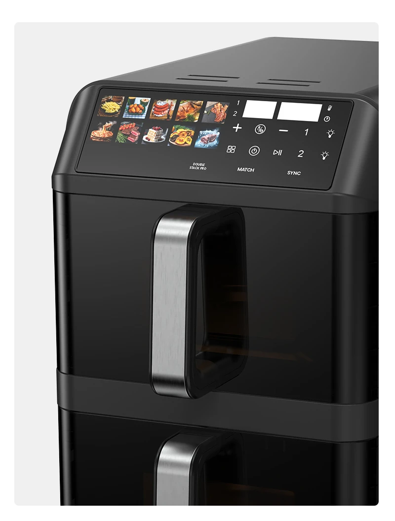 New Design Visible Double Layer Air Fryer  Smart Touch Screen Healthy Food Making Machine