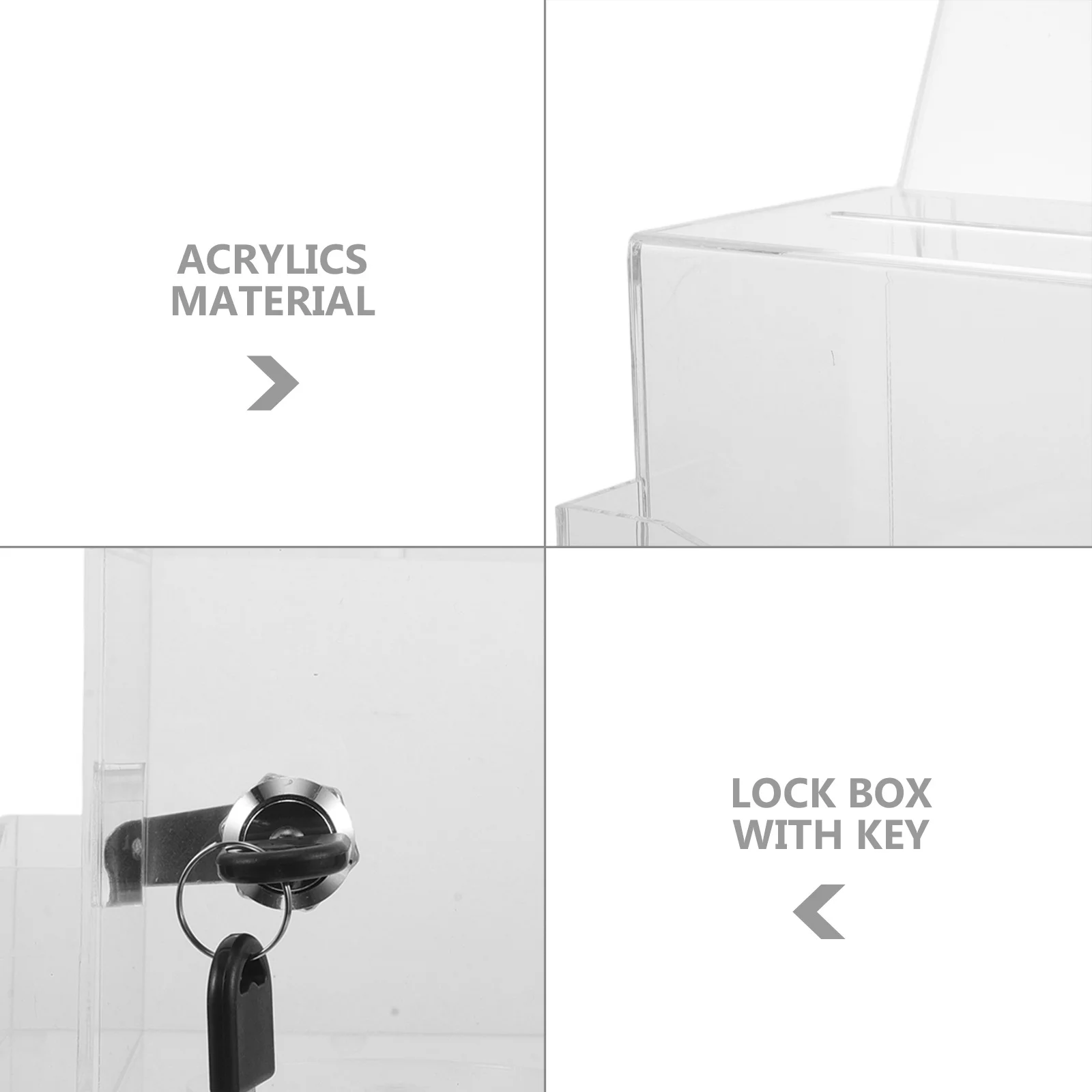 Acrylic Lock Box Tip Jar for Bartender Clear Donation Box Ballot Suggestion Case for Fundraising Voting Raffle Restaurant Money