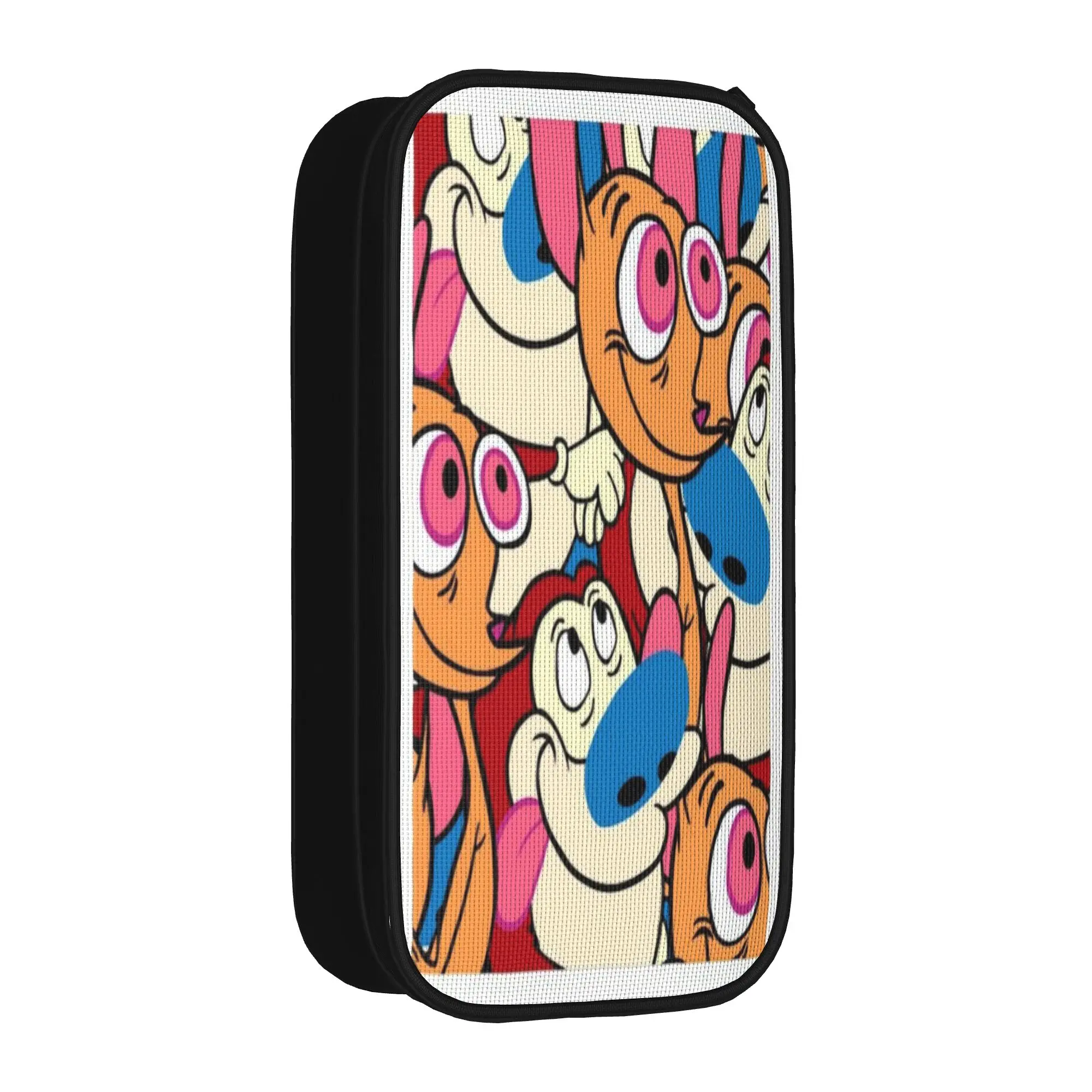  Duo Rucksack Ren & Stimpy  Merch Pencil Case Large Capacity Office Accessories  Pen Case Amazing Gift