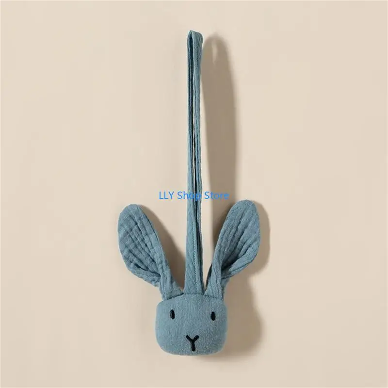 T8UD عربة أطفال لعبة معلقة من القطن لعربة الأطفال حديثي الولادة مشبك مصاصة على شكل أرنب صغير #3