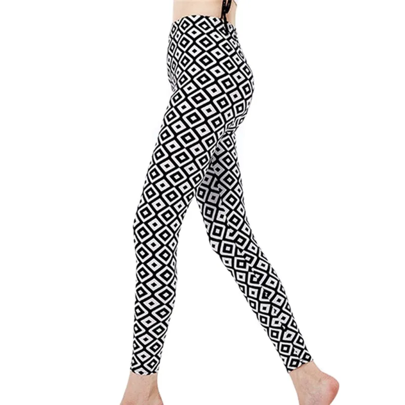 

YGYEEG Black White Vertical Striped Printed Pants Women Leggings Fashion Casual Elasticity Ankle-Length Female Fitnes Legging