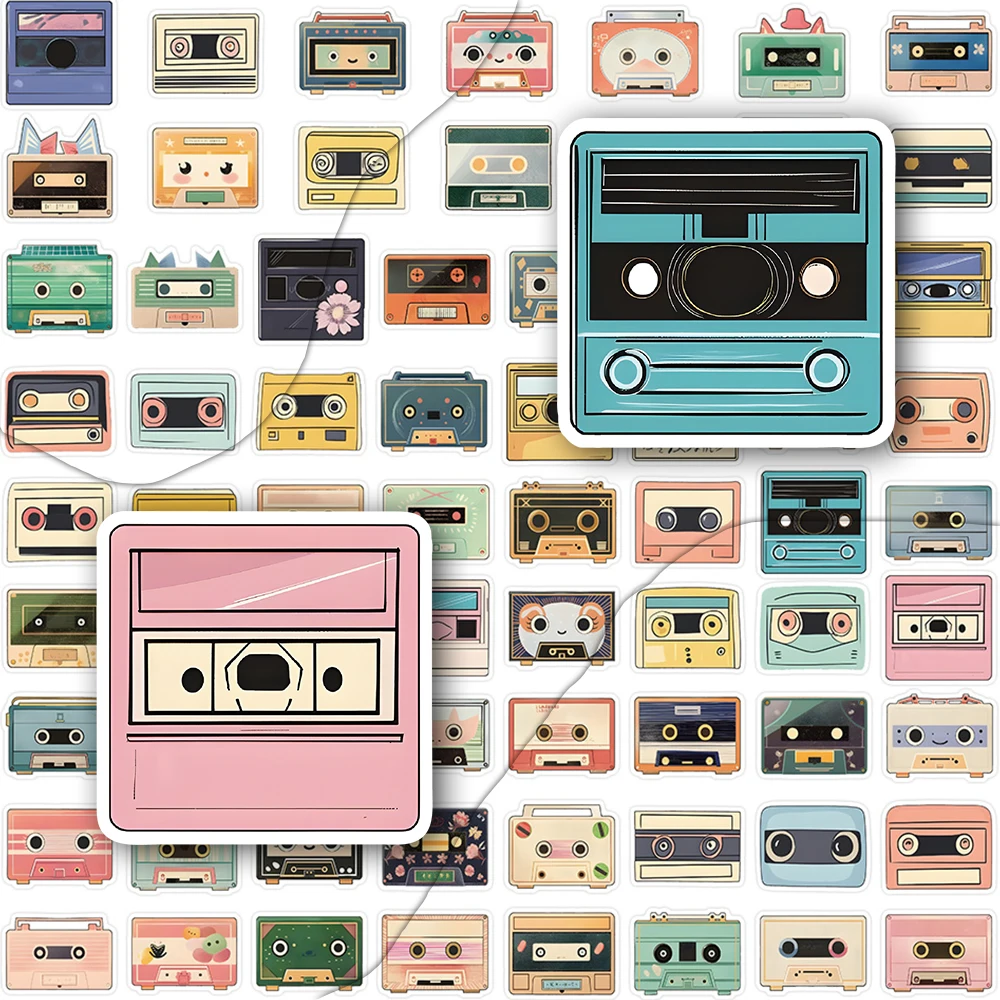

10/70PCS Retro Style Music Tape Creative Graffiti Stickers Cute Tape Decal DIY Luggage Phone Guitar Fridge Cup Helmet Kid Toys