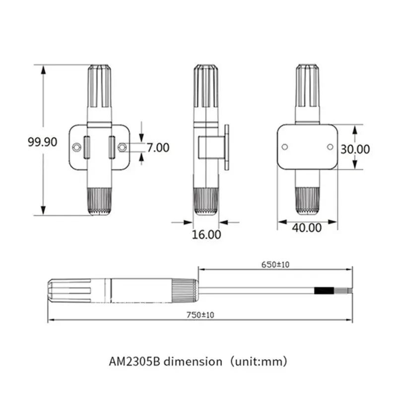 DT17 ASAIR AM2305B Temperature and Humidity Sensor Probe High Accuracy Single Bus Communication for Outdoor Greenhouse