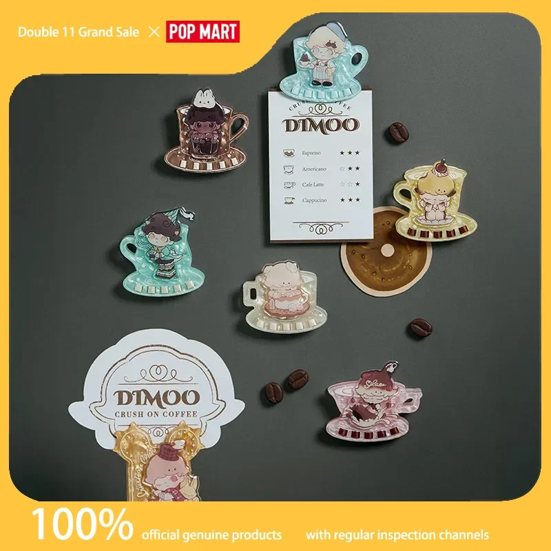 Genuíno pop mart dimoo coração mistura série caixa cega acrílico geladeira ímã clipe presentes de aniversário para meninas presente da moda