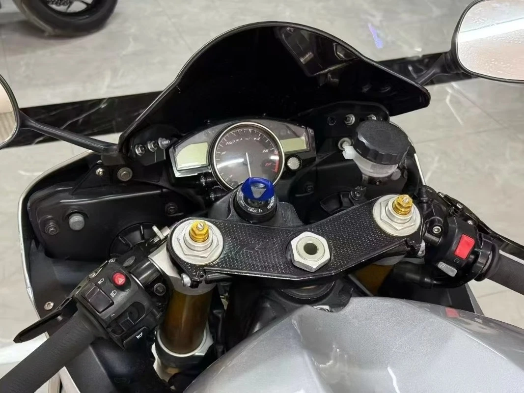 Adjustable Carbon Fiber Textured Motorcycle Steering Shock Absorber, Handlebar Stabilizer