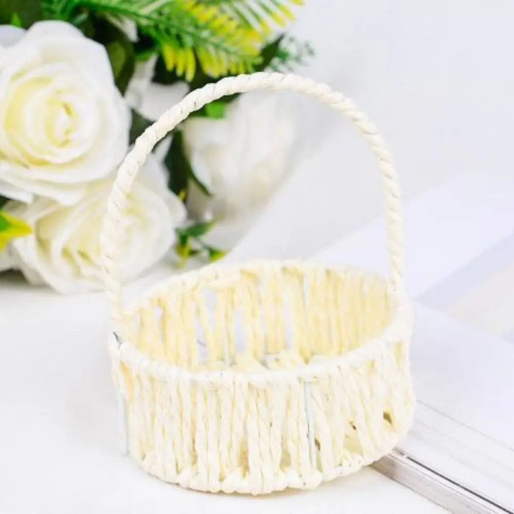 

Beautiful Handmade Flower Lace Storage Basket Hand-Woven Small Flower Basket Round Shapes Creative