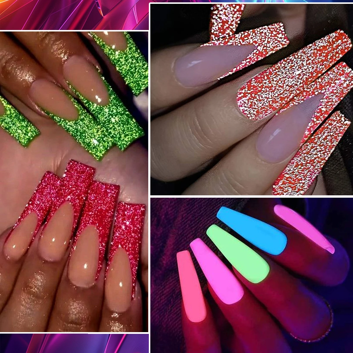 12pcs/set colorful luminous diamond gel nail polish set gift box: long-lasting, LED/UV, easy to peel off, odorless - nightclub p