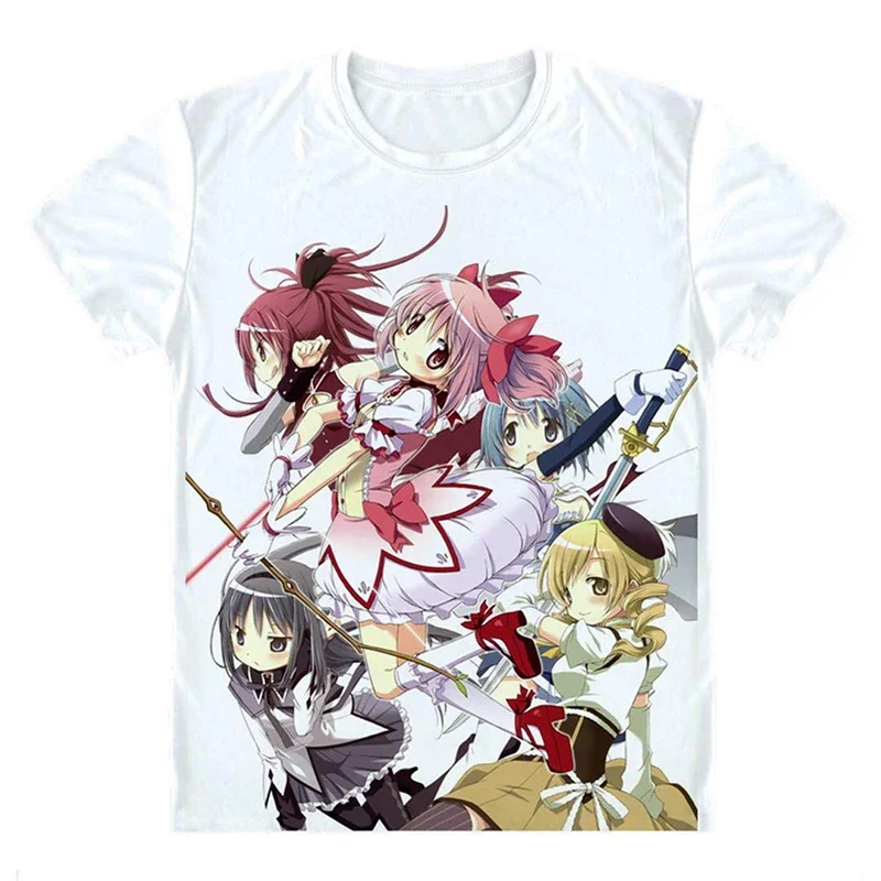 Camisetas con estampado 3D de Anime Puella Magi Madoka Magica para hombres y mujeres, camiseta de manga corta de gran tamaño a la moda, camisetas