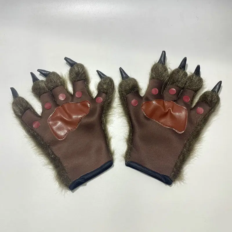 Pluche Weerwolf Klauw Handschoenen Cosplay Beest Dier Wolf Harige Handen Halloween Carnaval Dress Up Party Kostuum Rekwisieten