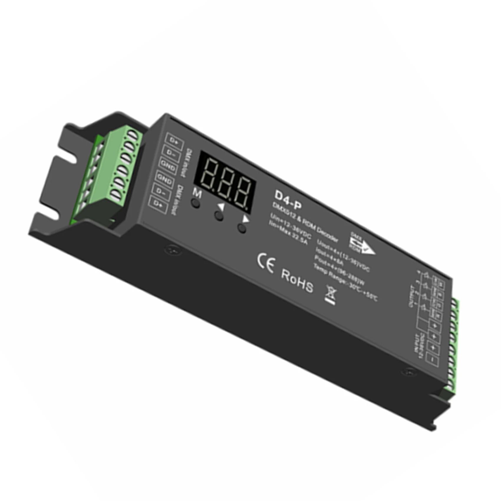 【CLEARANCE】4X D4-P 4 Channel PWM Constant Voltage DMX &RDM LED Decoder Controller Digital Display XLR3 RJ45 Port DC12-36V