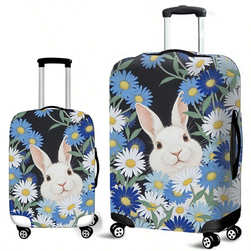 Kawaii Animal Cat Rabbit Hedgehog Print Luggage Cover Floral Suitcase Protective Covers Anti-dust Elastic Trolley Case Cover