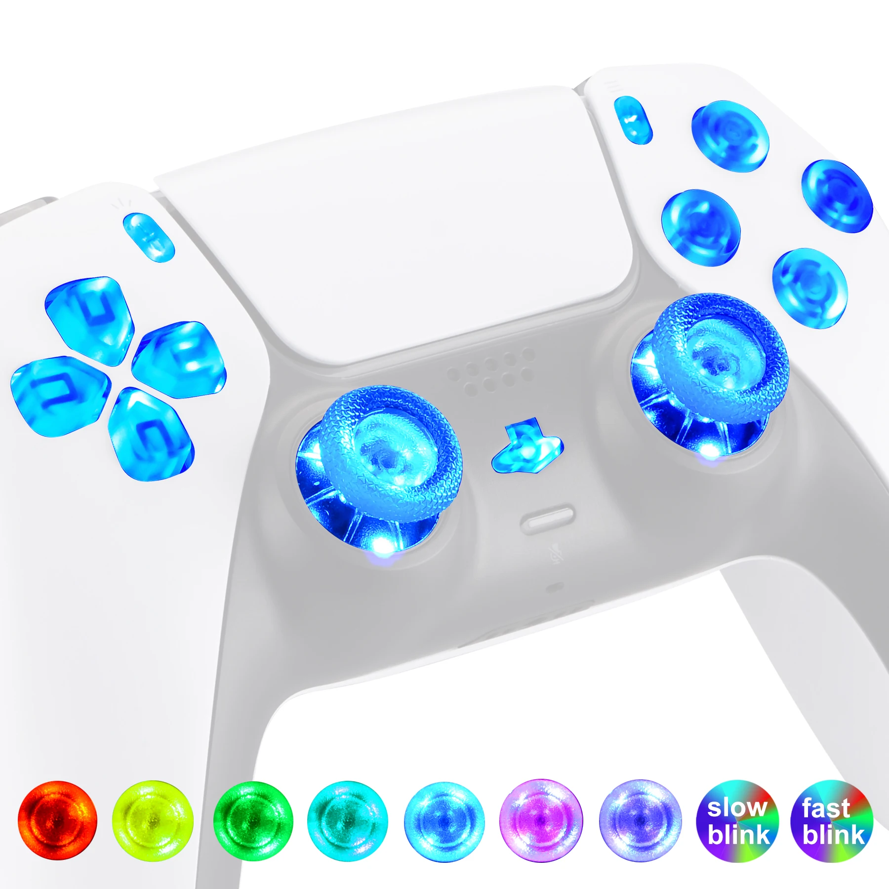 eXtremeRate Thumbstick Dpad illuminato multicolore Condividi pulsanti frontali domestici, kit LED DTF V3 per controller PS5 BDM-010 e BDM-020