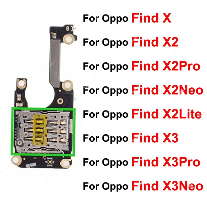 For OPPO Find X X2 X3 Pro X2 Lite X3Neo SIM Card Slot Socket Board SIM Tray Board Flex Cable with Microphone Connector Parts