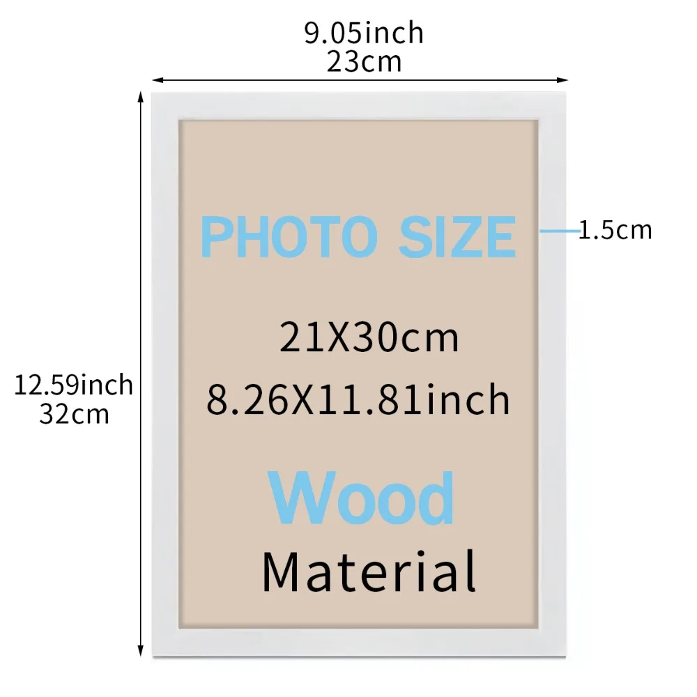 21x30cm Frame Black and White Wood Grain Color Wooden Photo Frame 9