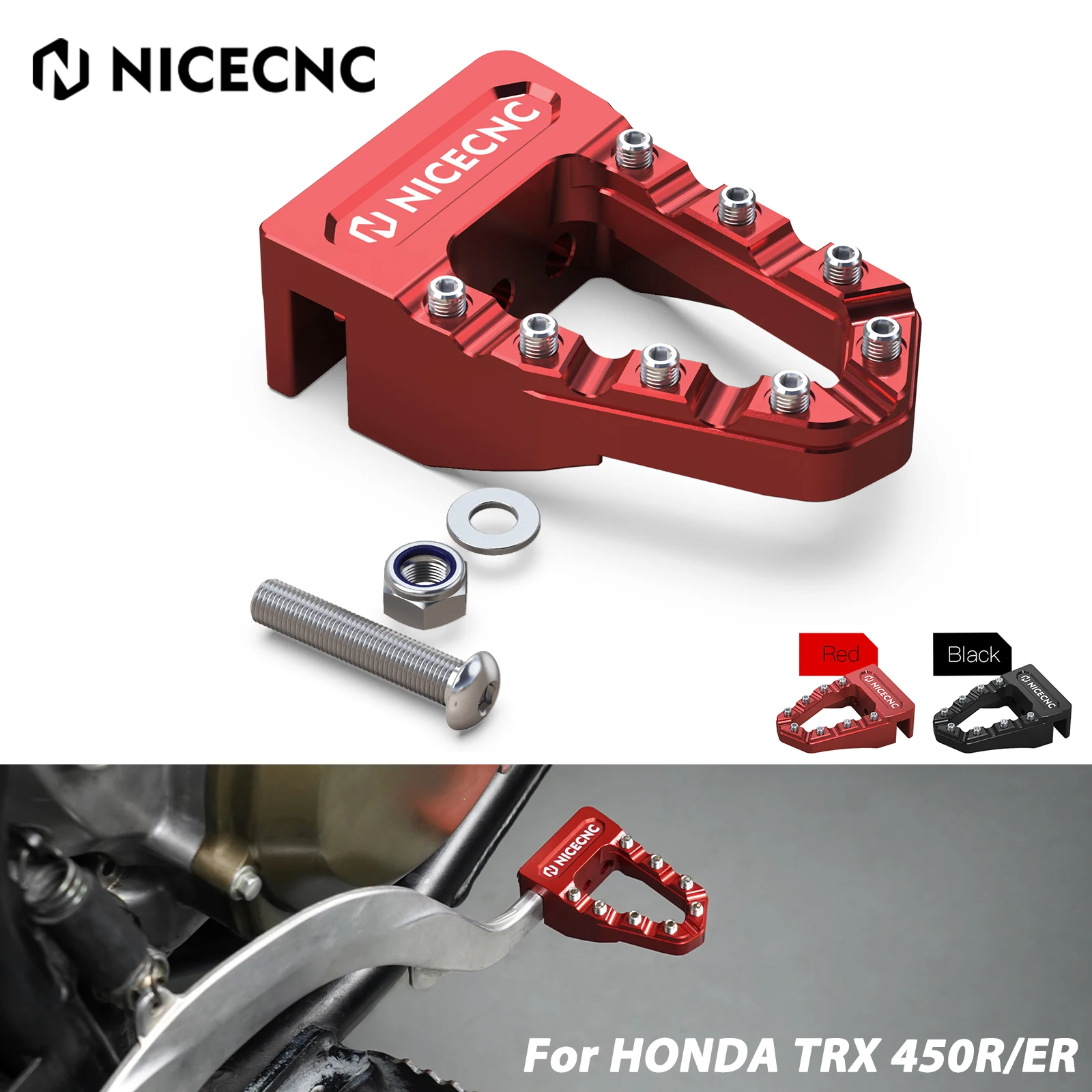 

NICECNC For Honda TRX450R Rear Brake Pedal Tip For ATV HONDA TRX 450ER 2006-2014 450R 46510-HP1-305 Aluminum Enlarged Pedal