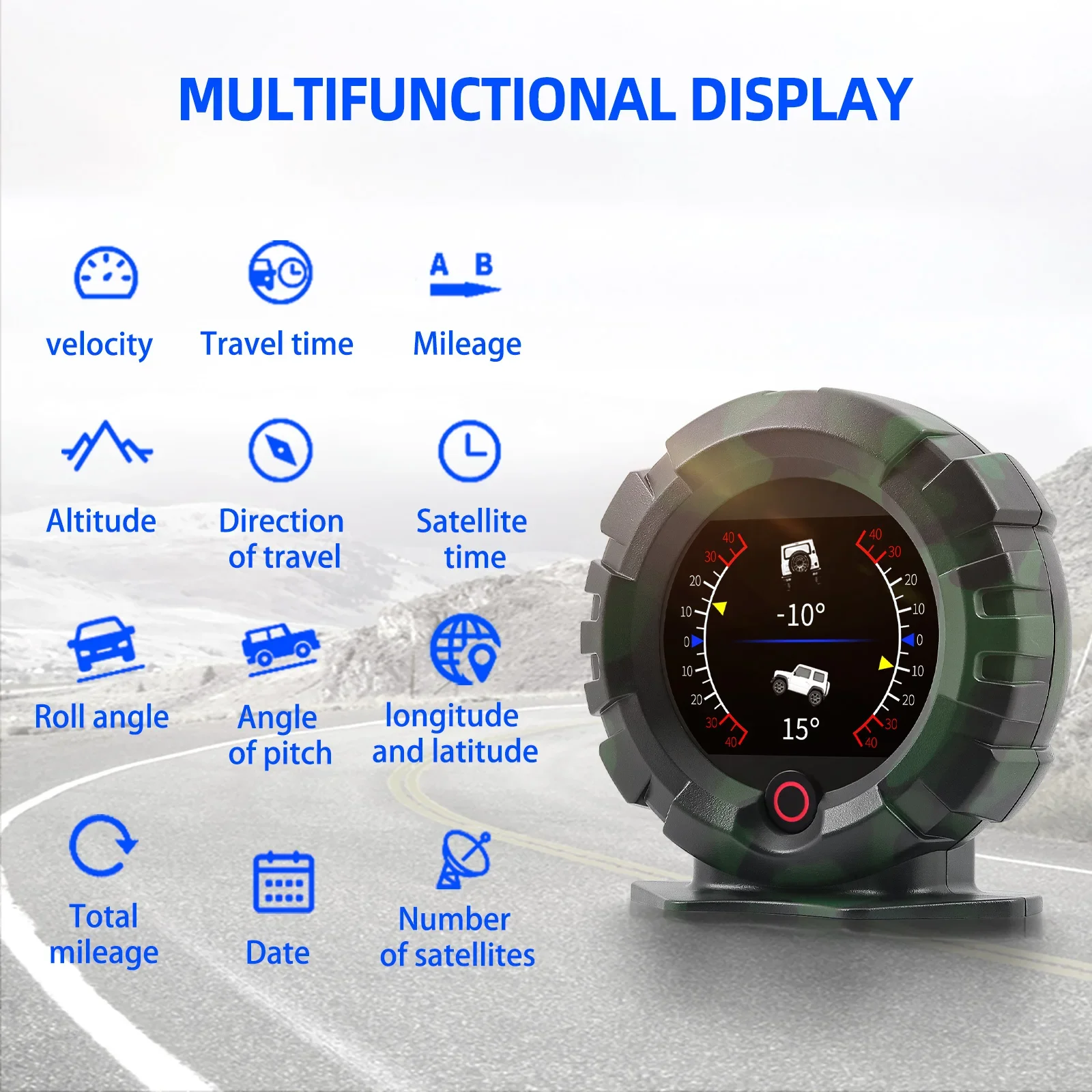 4x4HUD X95 Multifunction HUD Head Up Display OBD/GPS Speedometer Slope Gauges Inclinometer with Mileage Altitude Overspeed Alarm